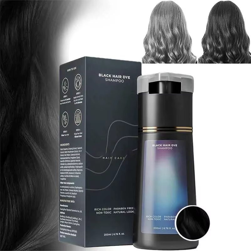 Shampoing moelleux pour teinture capillaire 3 en 1, couleur rapide, noirage blanc, contrôle de l'hui