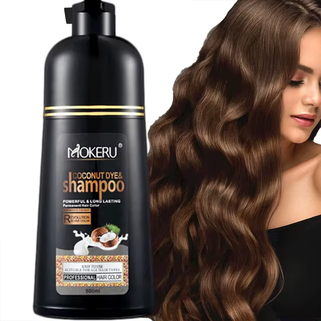 Mokeru 500ml Shampooing Colorant Permanent Bio à l'Essence Naturelle d'Huile de Coco pour Couvrir le