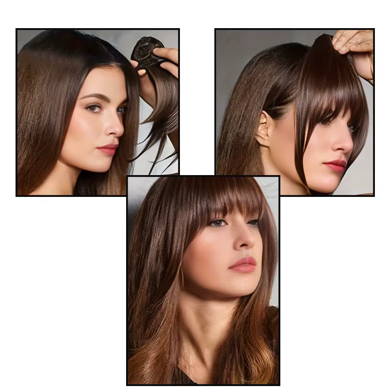 Synthétique court droit pince en frange frange noir Air frange Extension de cheveux cheveux frange p