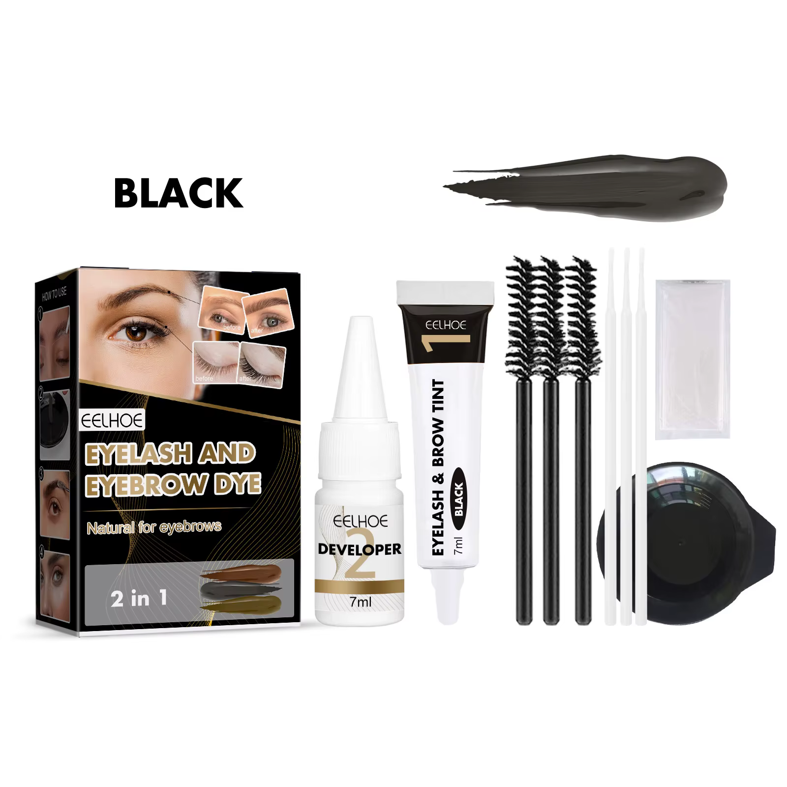 Eelhoe 2 en 1 ensemble de teinture de cils à sourcils Lastin nourrissant soin des yeux maquillage le