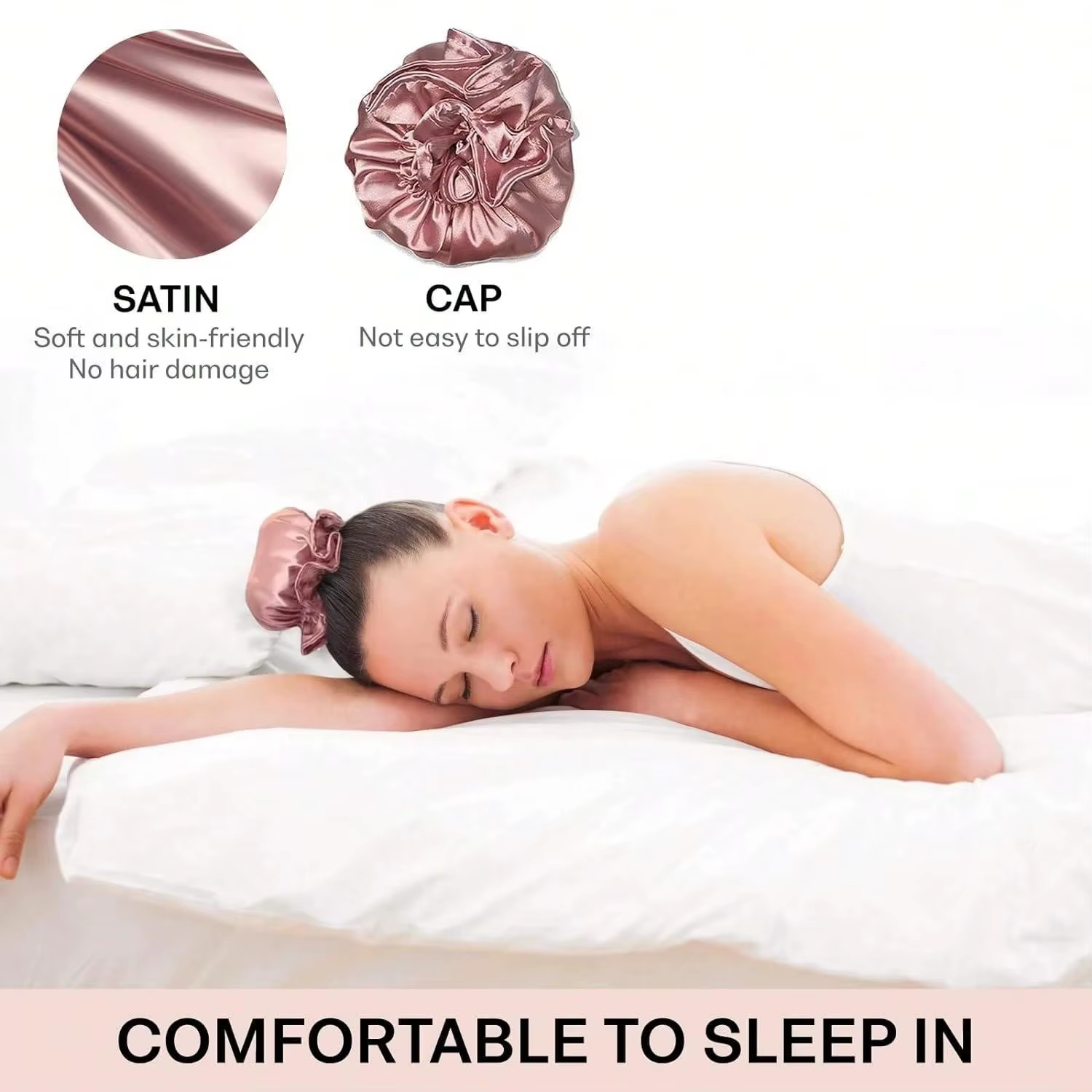Tige à friser sans chaleur en Satin avec bonnets pour cheveux, bandeau doux de nuit pour cheveux lon