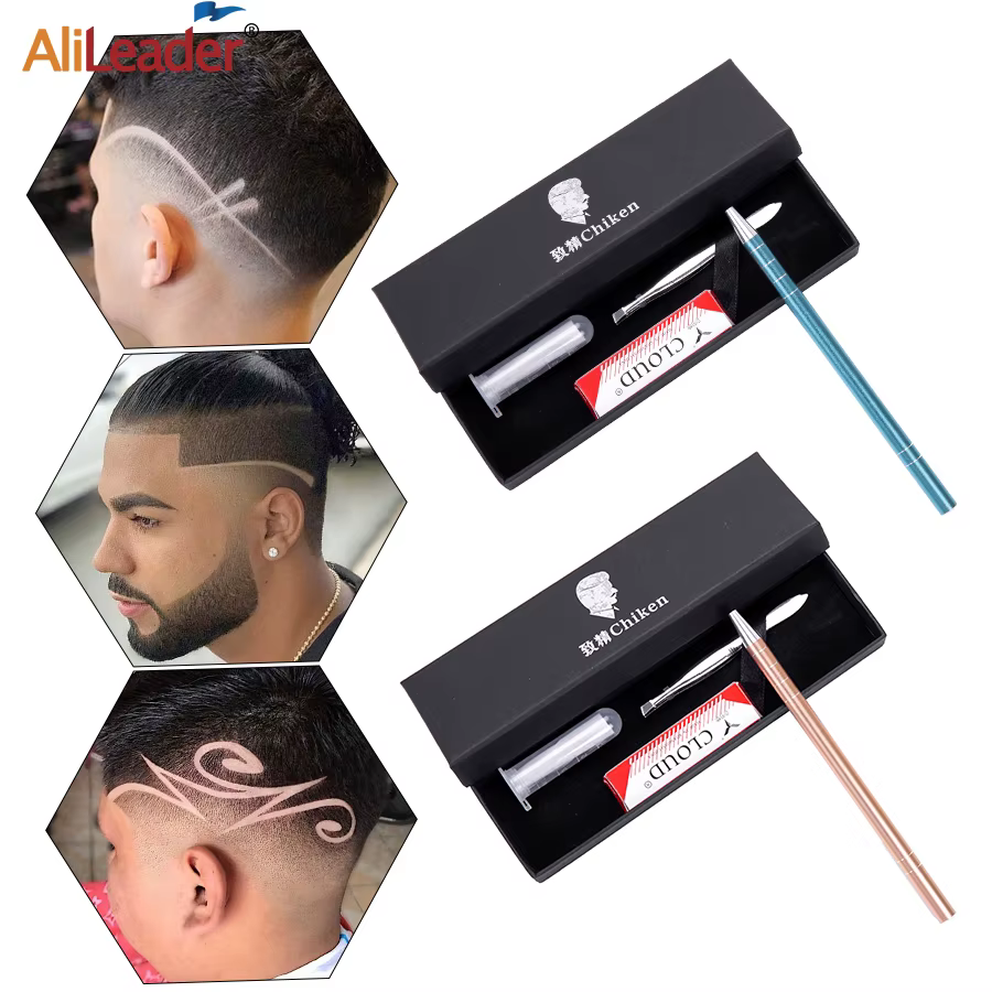 Stylo de gravure de rasoir de tatouage de cheveux pour la conception d'art de cheveux et stylo de co