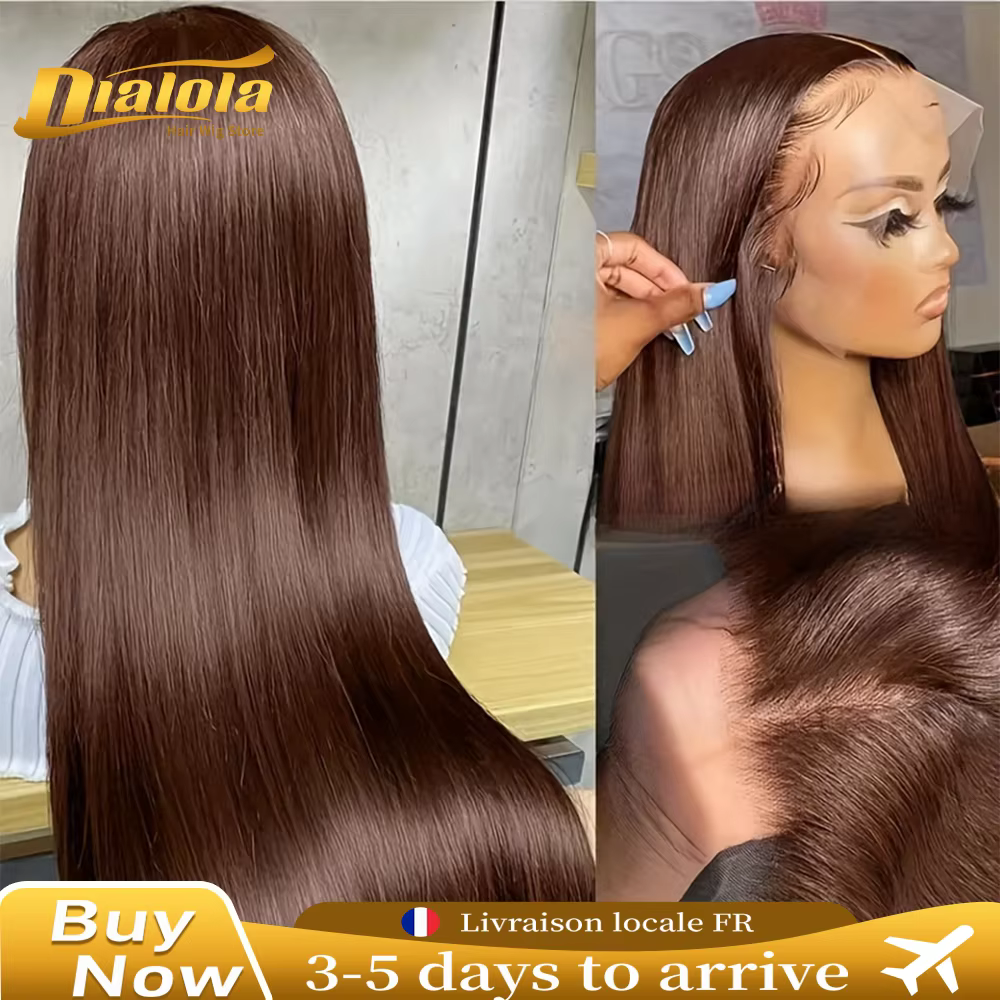 34 Inch #4 Chocolate Brown Straight Lace Front Wigs 13x6 HD Lace Frontal Wig 13x4 Pre Plucked Brazil