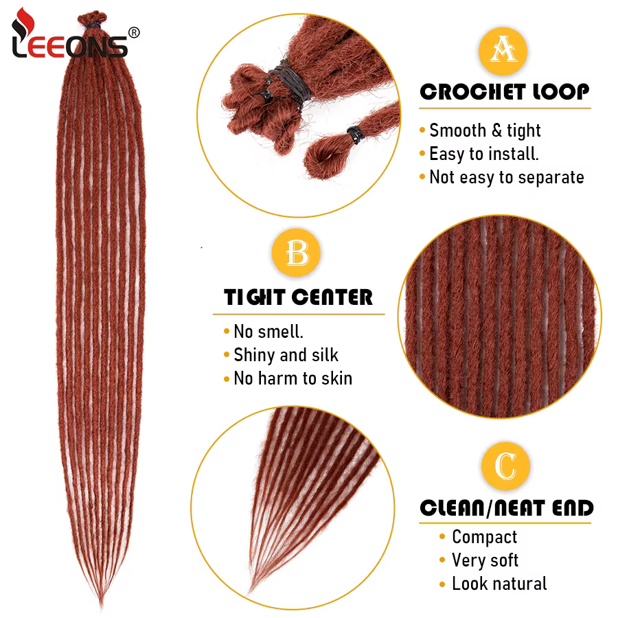 Reggae Dreadlocks synthétique tressage postiche doux pour la peau Crochet cheveux sans noeud tressag