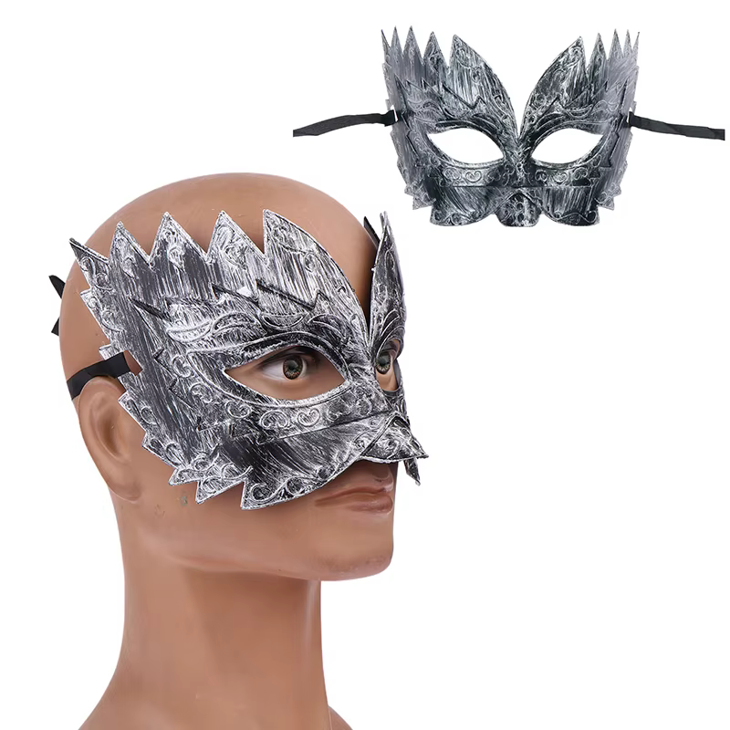Masque de carnaval et de mascarade vintage, demi-masque en plastique doré et argenté, pour fête cost