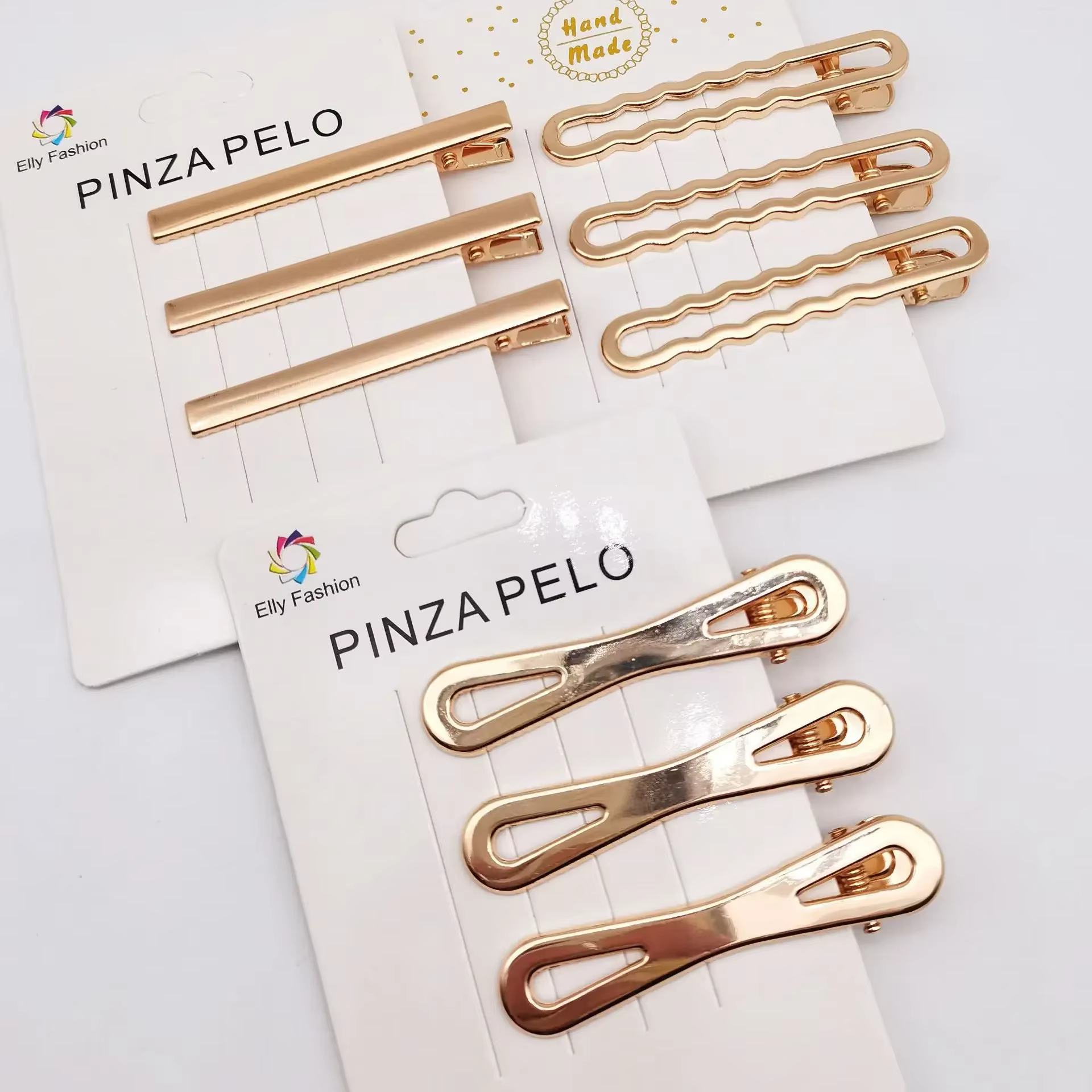Épingles à cheveux coréennes simples en métal pour femmes, frange ajourée, Clip latéral, couleur or,