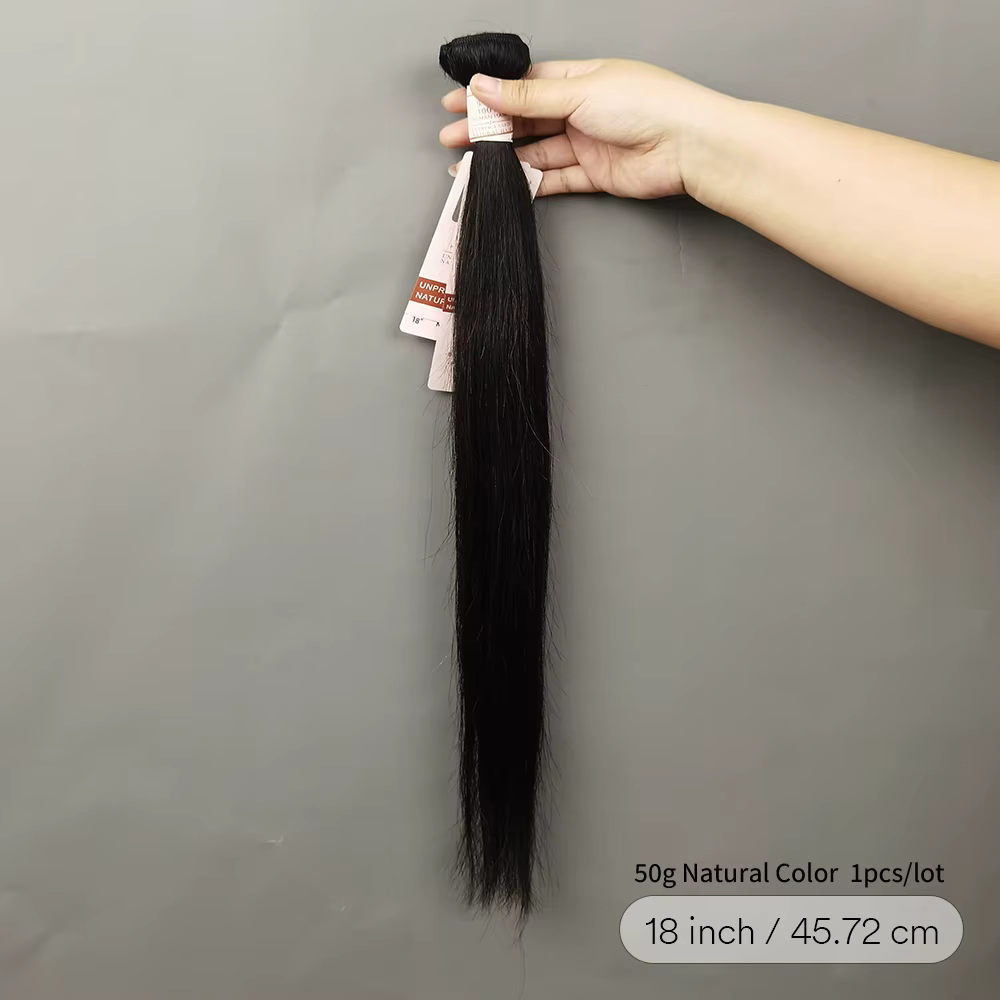 Tissage en lot brésilien naturel Remy lisse, Extensions de cheveux de 10 à 30 pouces, couleur noire