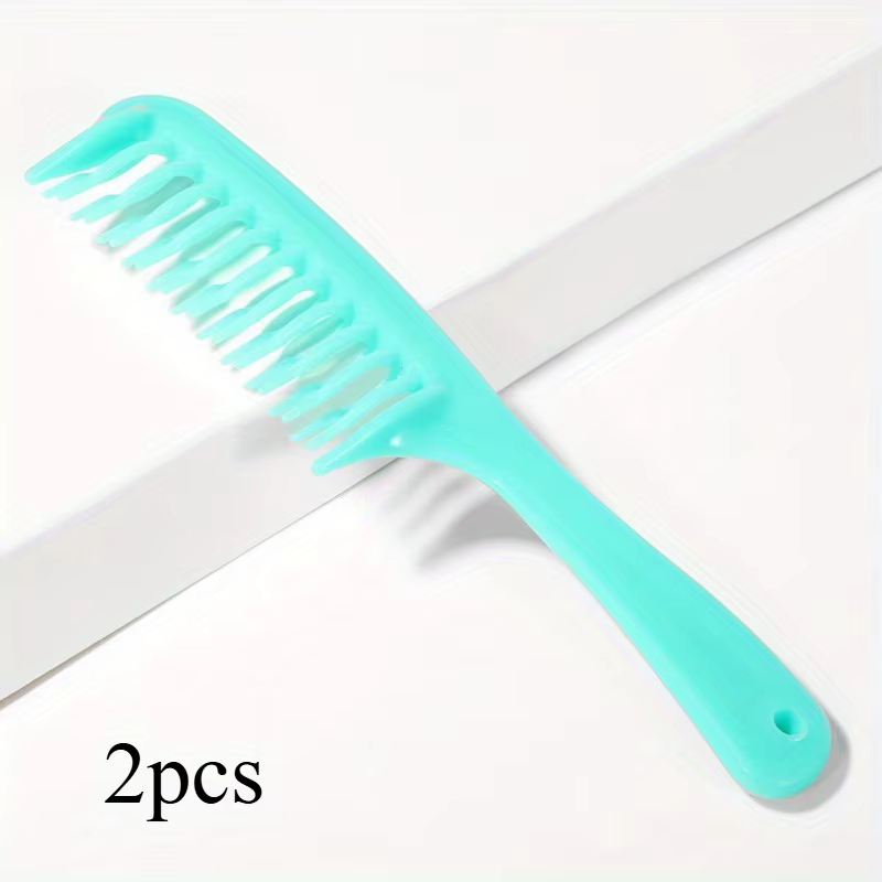 Peigne démêlant à double rangée de dents larges avec manche pour cheveux longs, bouclés, humides ou
