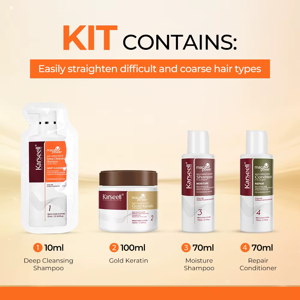 Karseell – masque capillaire à la kératine dorée, réparation rapide, Kit de lissage des cheveux endo