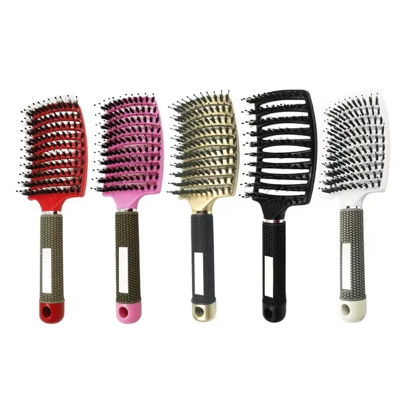Brosse à cheveux exfoliante, brosse à cheveux en poils pour femmes, peigne humide et bouclé, outil d