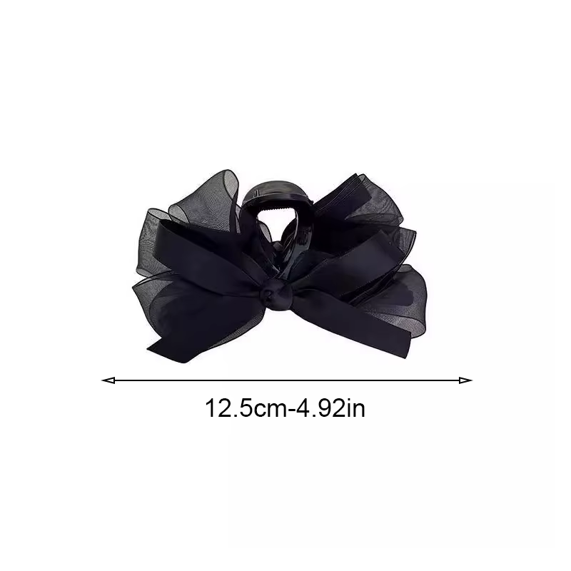 Pince à cheveux avec nœud en maille noire ultra-fantasy, pour l'arrière de la tête, pour cheveux épa