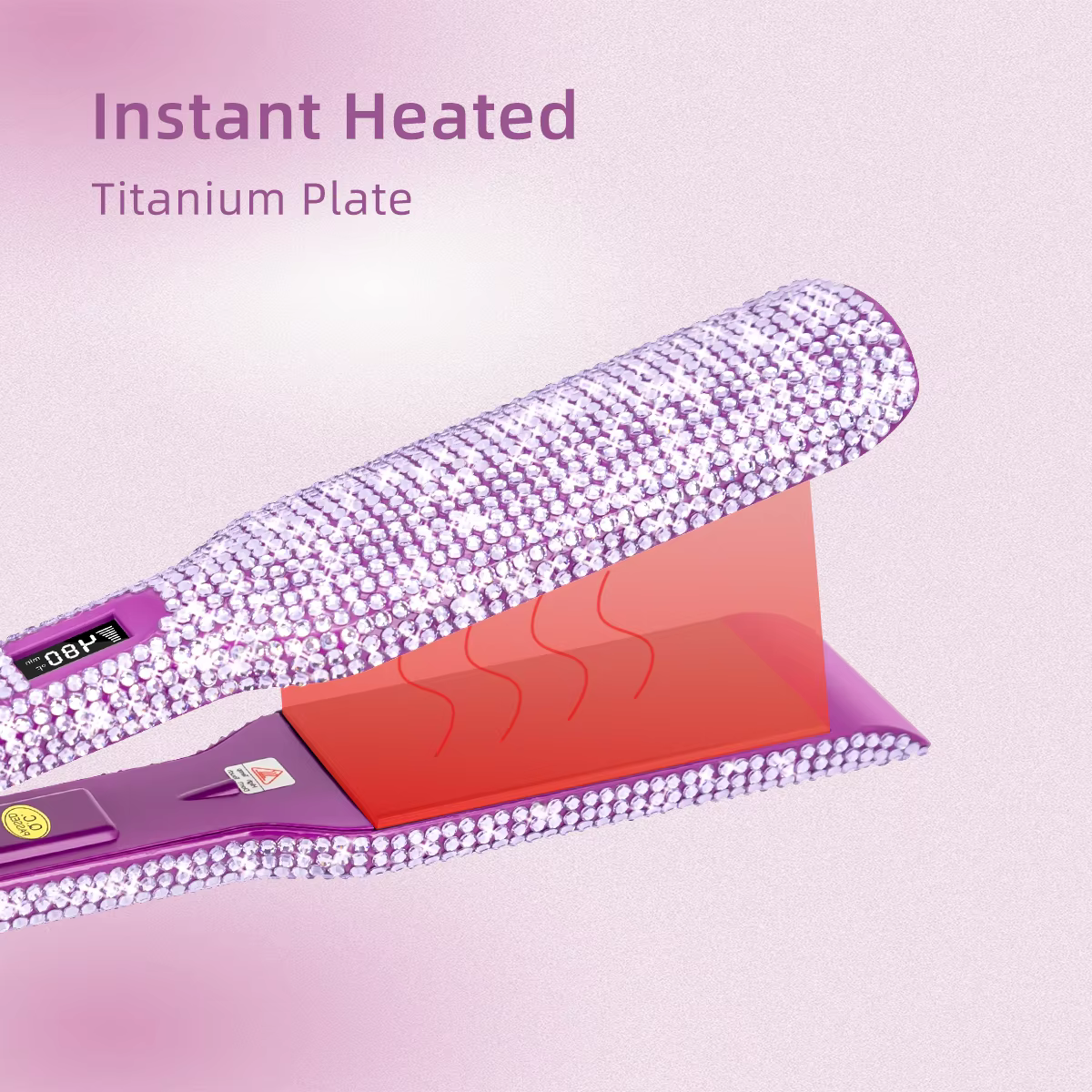 Lisseur de cheveux strass 240 ° C chaleur rapide 2 pouces plaque de titane fer plat LCD affichage ou