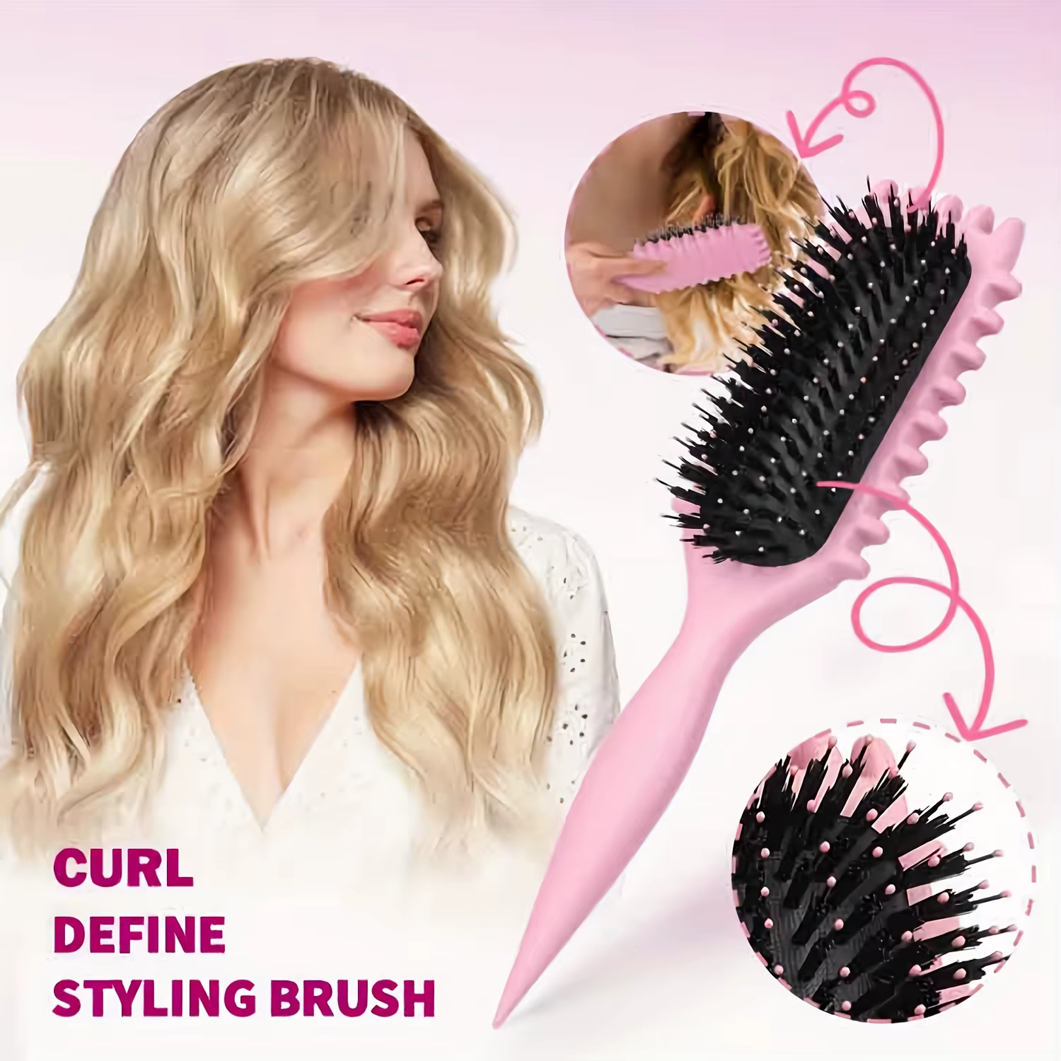 Brosse à bonbons pour cheveux bouclés, démêlante avec des dents, réduit la séparation de la traction
