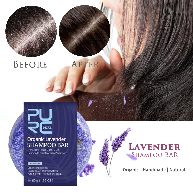 PURC – barre de shampoing biologique faite à la main, 100% Pure, prévient la perte de cheveux, hydra