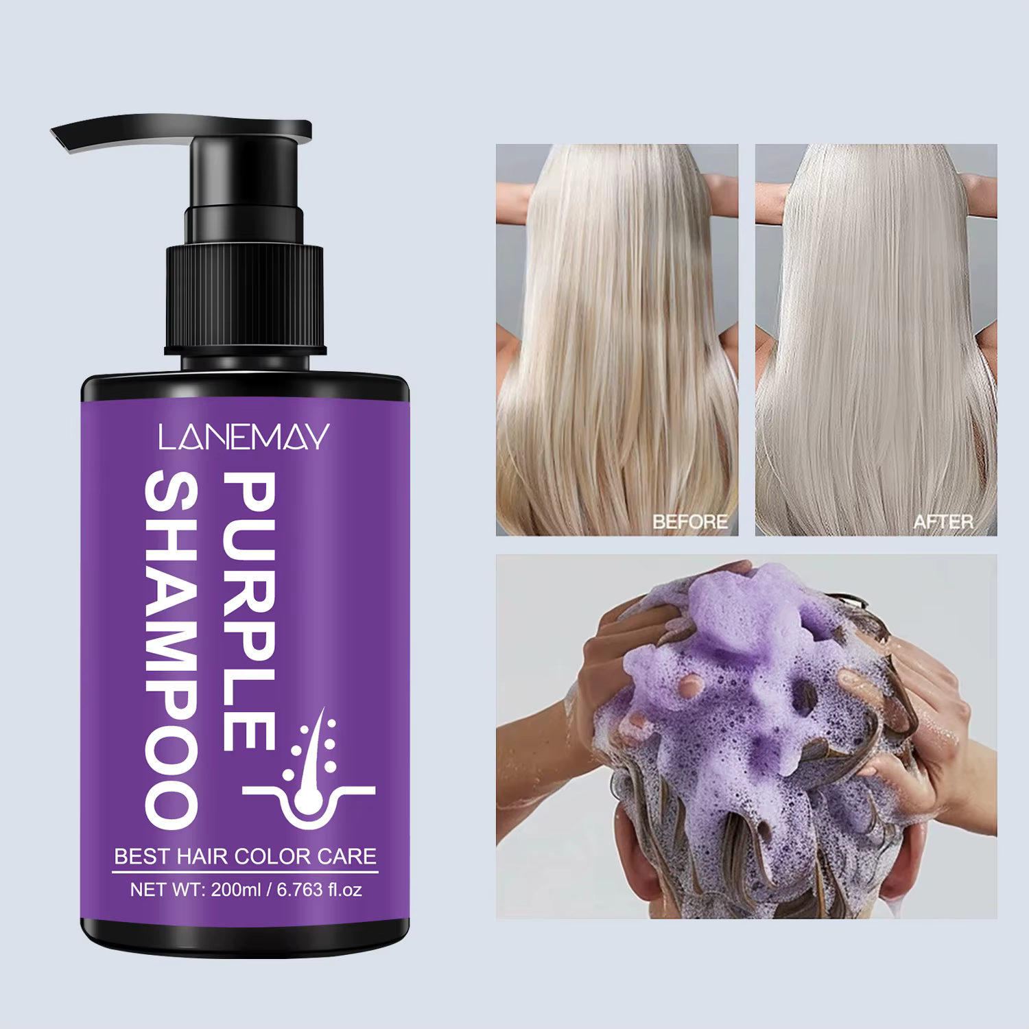 Shampoing Tonifiant Violet – Lavage Correcteur de Couleur pour Cheveux Blonds et Argentés, Préserve