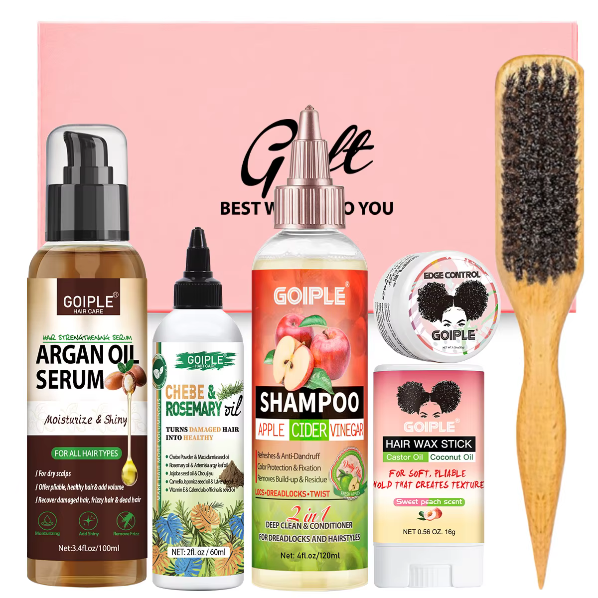 GOIPLE Kit de Soins Capillaires pour Femmes : Huile Capillaire Naturelle à l'Argan, Huile de Romarin