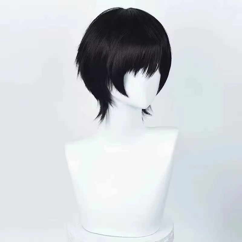 Anime tronçonneuse homme Yoshida Hirofumi Cosplay perruque courte noir résistant à la chaleur cheveu