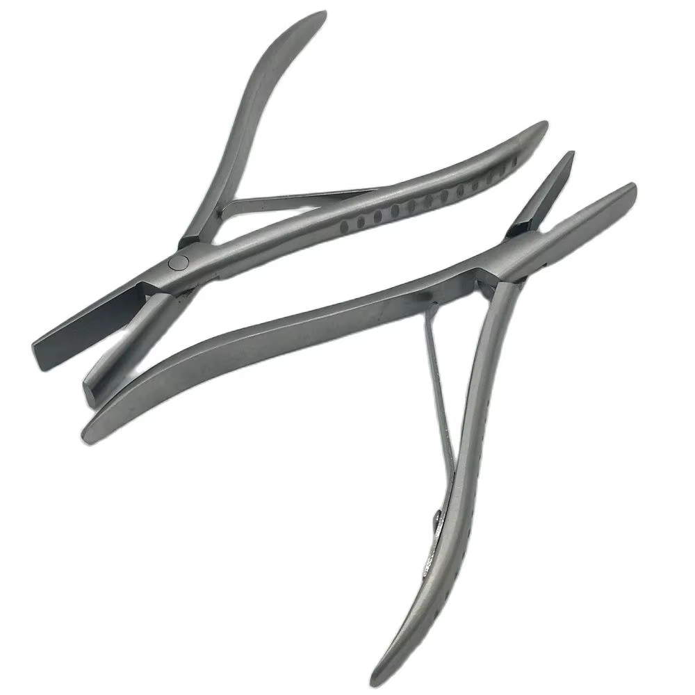 Pince d'extension de cheveux avec rainure lisse, dents plates de 7 pouces, pince en acier inoxydable