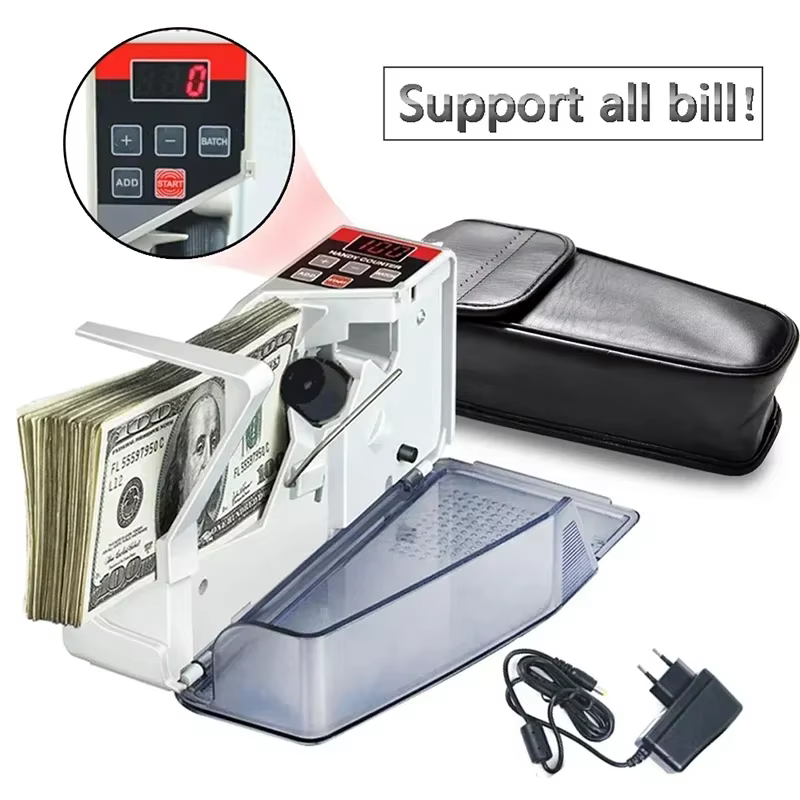 Compteur de billets de banque portatif, Machine de comptage d'argent avec affichage LED financier po