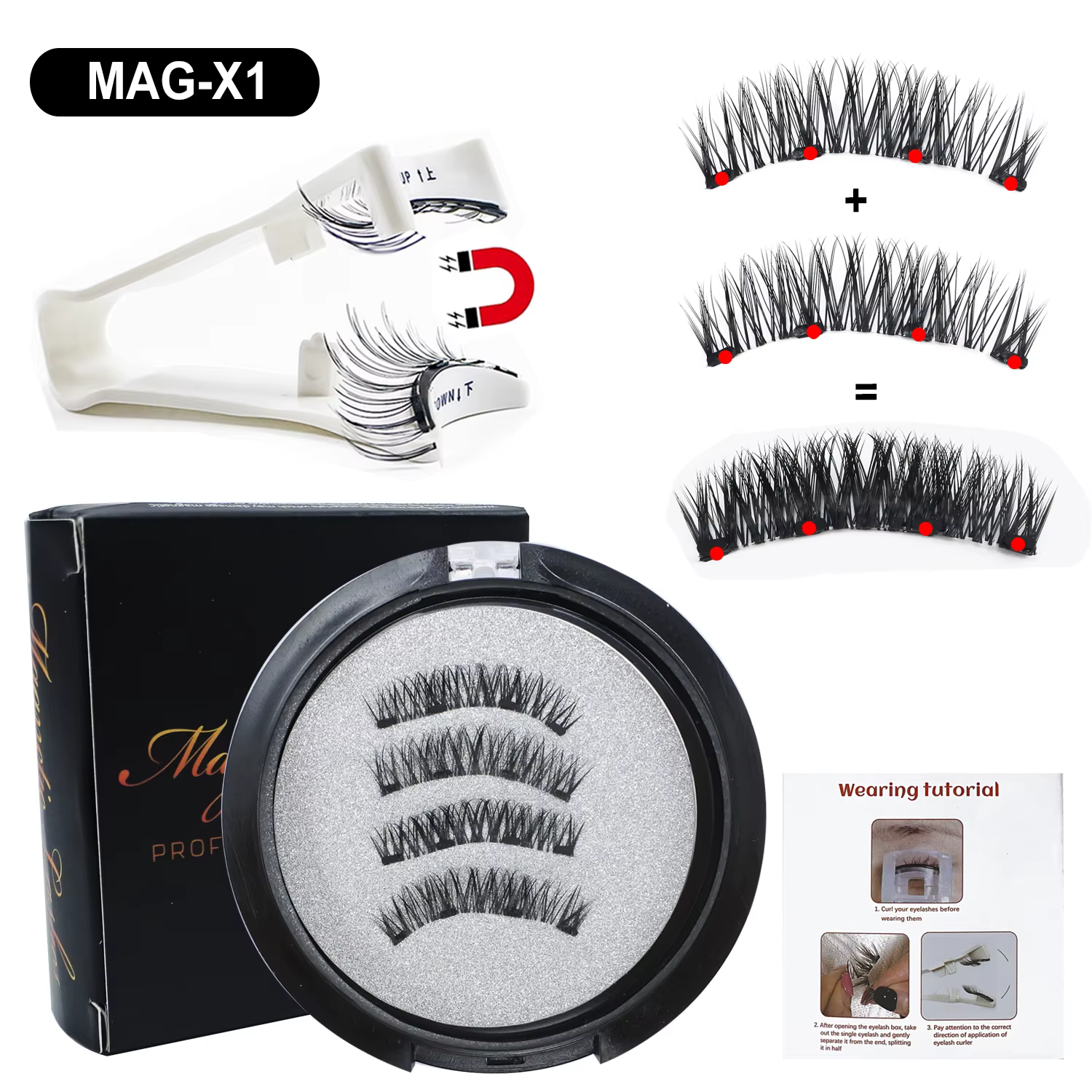 Cils magnétiques RED SIREN avec applicateur Kit de cils magnétiques naturels réutilisables aucune co