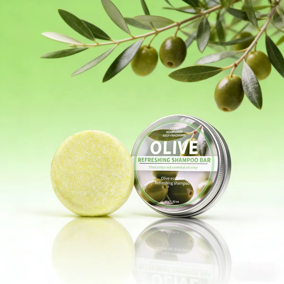 Shampoing Solide à l'Olive, Shampoing Noir et Adoucissant à l'Extrait d'Olive, Savon Nettoyant en Pr
