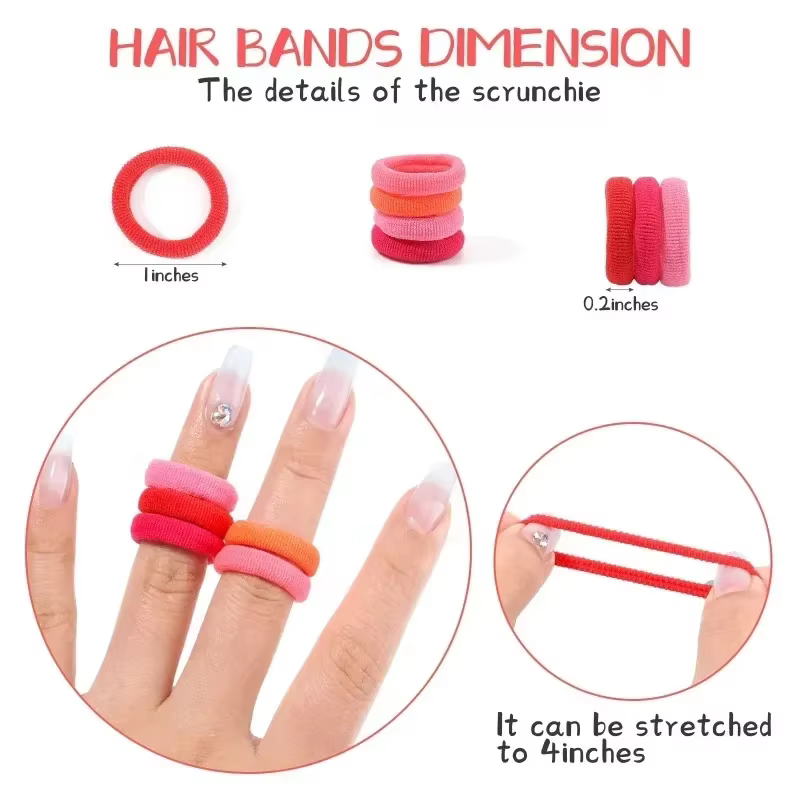 Attaches de cheveux élastiques en nylon de base colorées pour filles, chouchou pour queue de cheval,