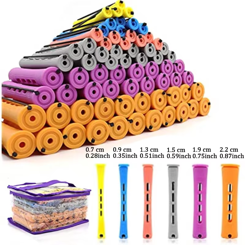 Ensemble de tiges de permanente de cheveux avec peigne à queue d'épingle, bigoudis en plastique, tig