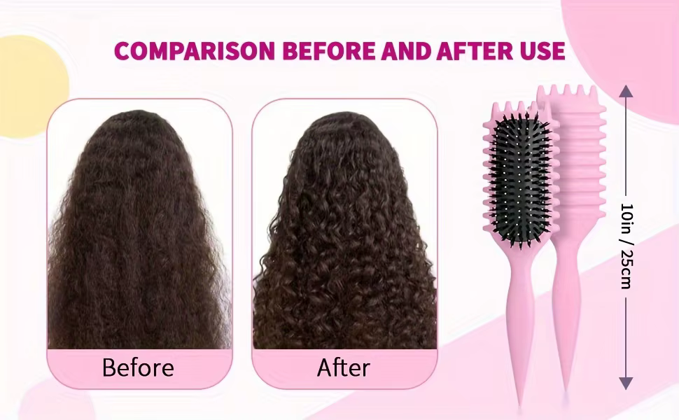 Brosse à bonbons pour cheveux bouclés, démêlante avec des dents, réduit la séparation de la traction