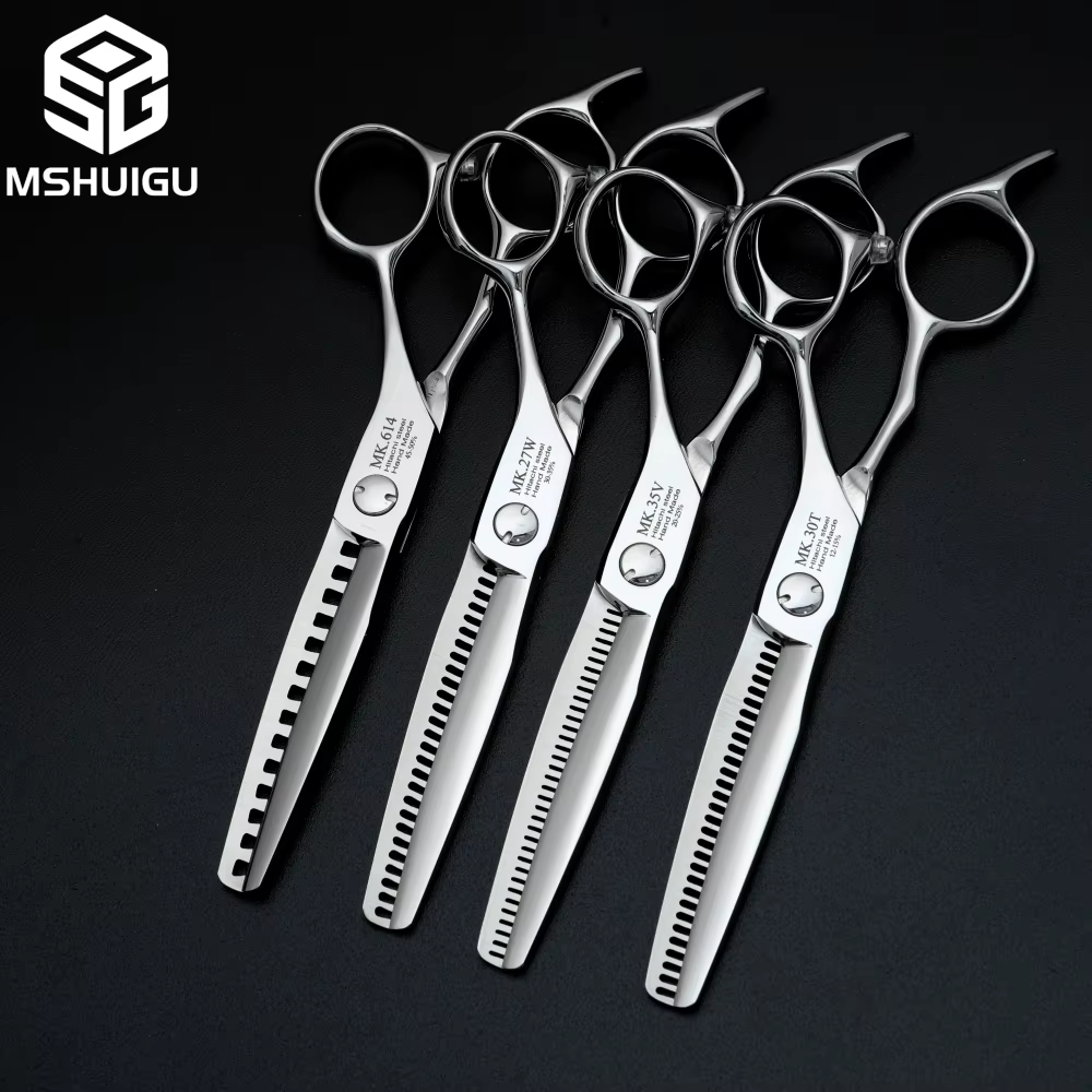 MSHUIGU Ciseaux de barbier professionnels VG10 de 6 pouces, ciseaux à effiler multi-usages avec desi