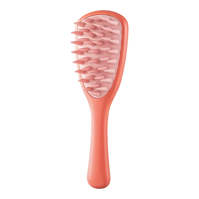 Brosse à shampooing en silicone en forme de feuille de Ginkgo avec long manche, peigne massant le cu