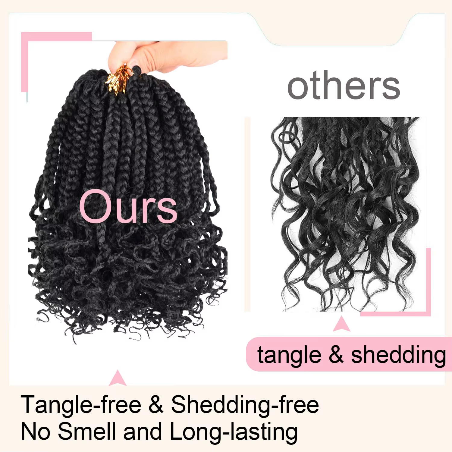 Boîte synthétique tresses Crochet cheveux pour femmes noires avec extrémités bouclées pré-bouclées d