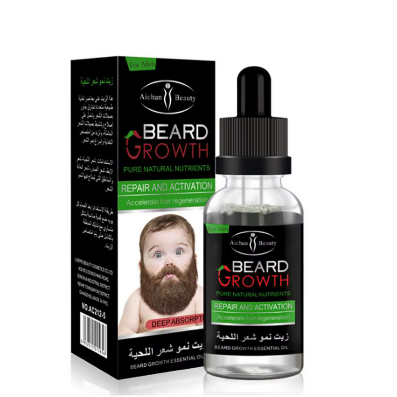 Huile de Croissance de Barbe Biologique Naturelle pour Homme, Produit Prévient la Croissance de la B