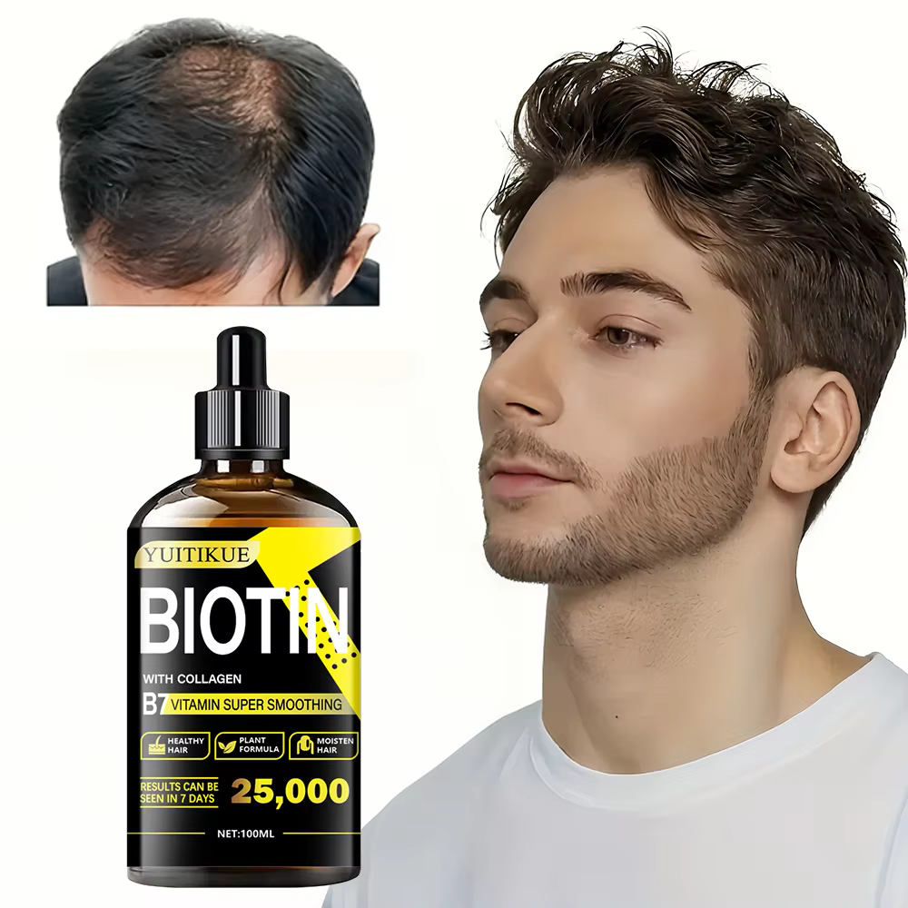 Huile de soin au collagène biotine 100 ml - Riche en vitamine B7, formule saine à base de plantes, a