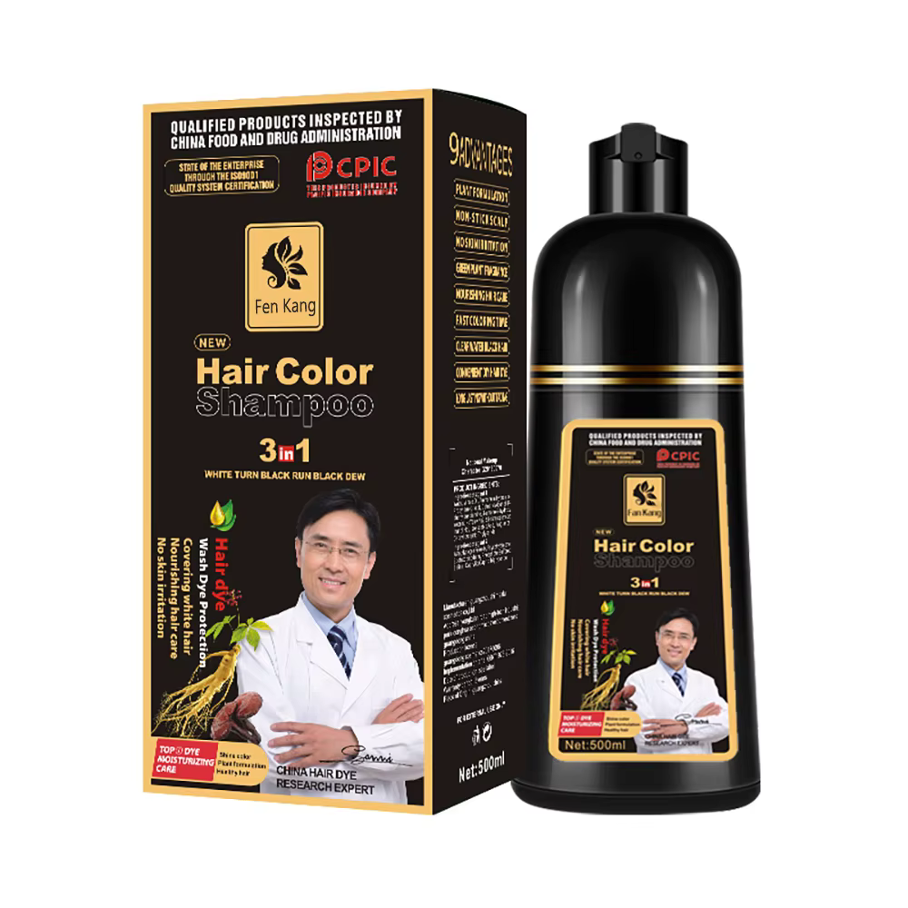 Shampoing de coloration instantanée 3 en 1, couleur noire naturelle, pour hommes et femmes, bricolag