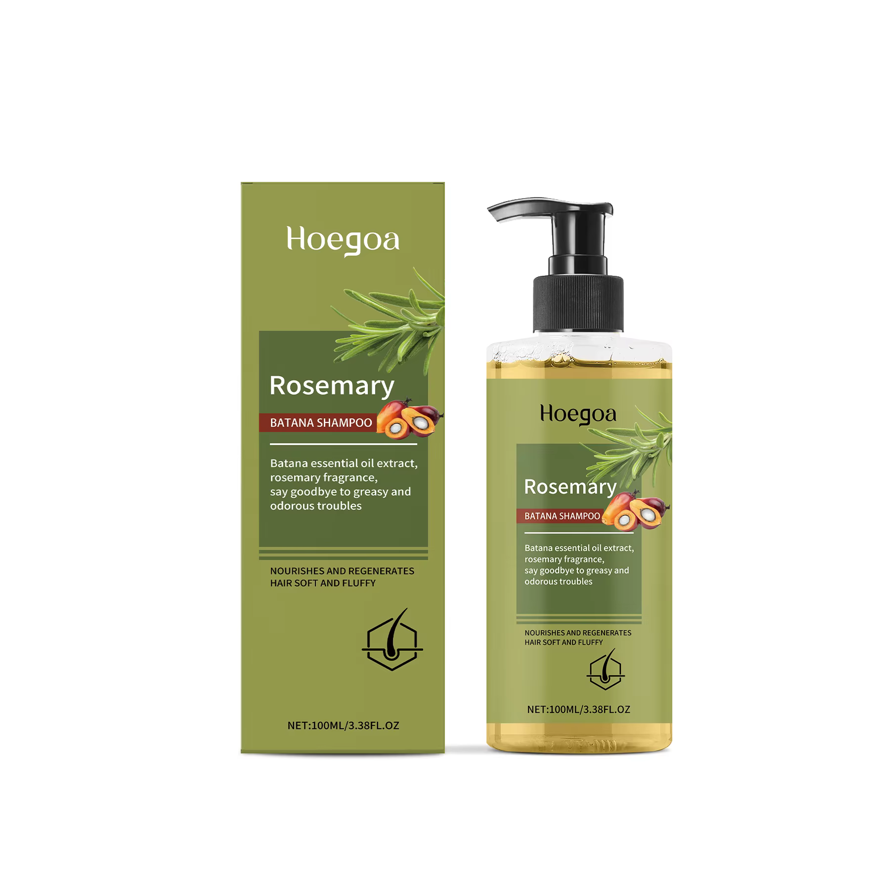 Shampooing au romarin pour le renforcement de la croissance des cheveux, améliore le nettoyage des c