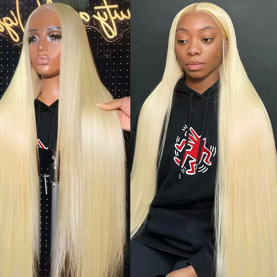 HD Transparent 613 Blonde droite 200 densité 13x4 13x6 dentelle avant perruques de cheveux humains p