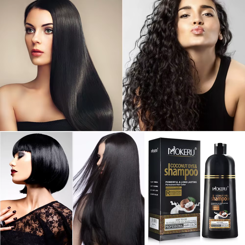 Mokeru-Shampooing colorant 3 en 1, longue durée en continu, cheveux, femmes et hommes