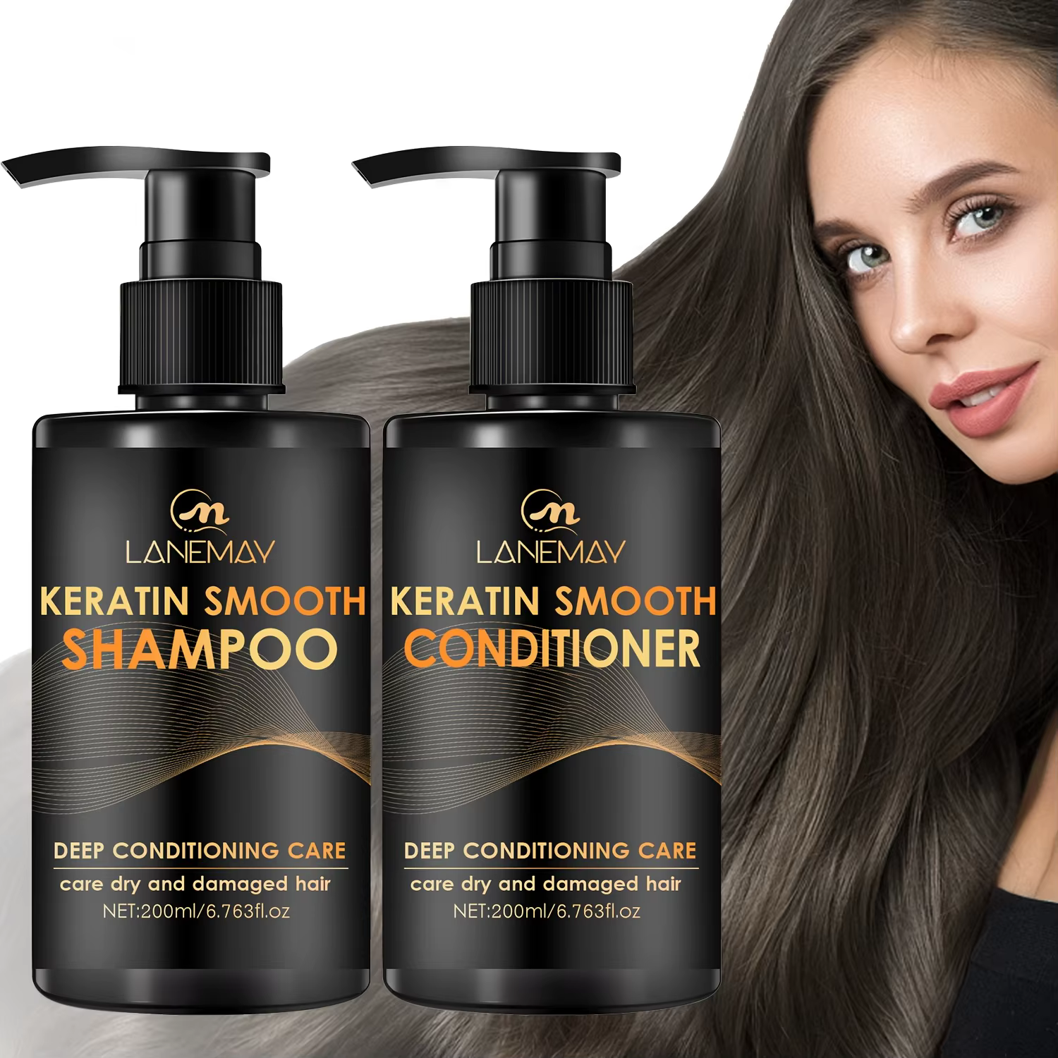 Ensemble shampoing et revitalisant lisses à la kératine, 2 pièces, hydrate les cheveux et le cuir ch
