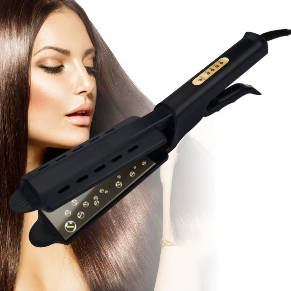 Lisseur de cheveux à quatre réglages de température, en céramique tourmaline ionique, avec plaques l