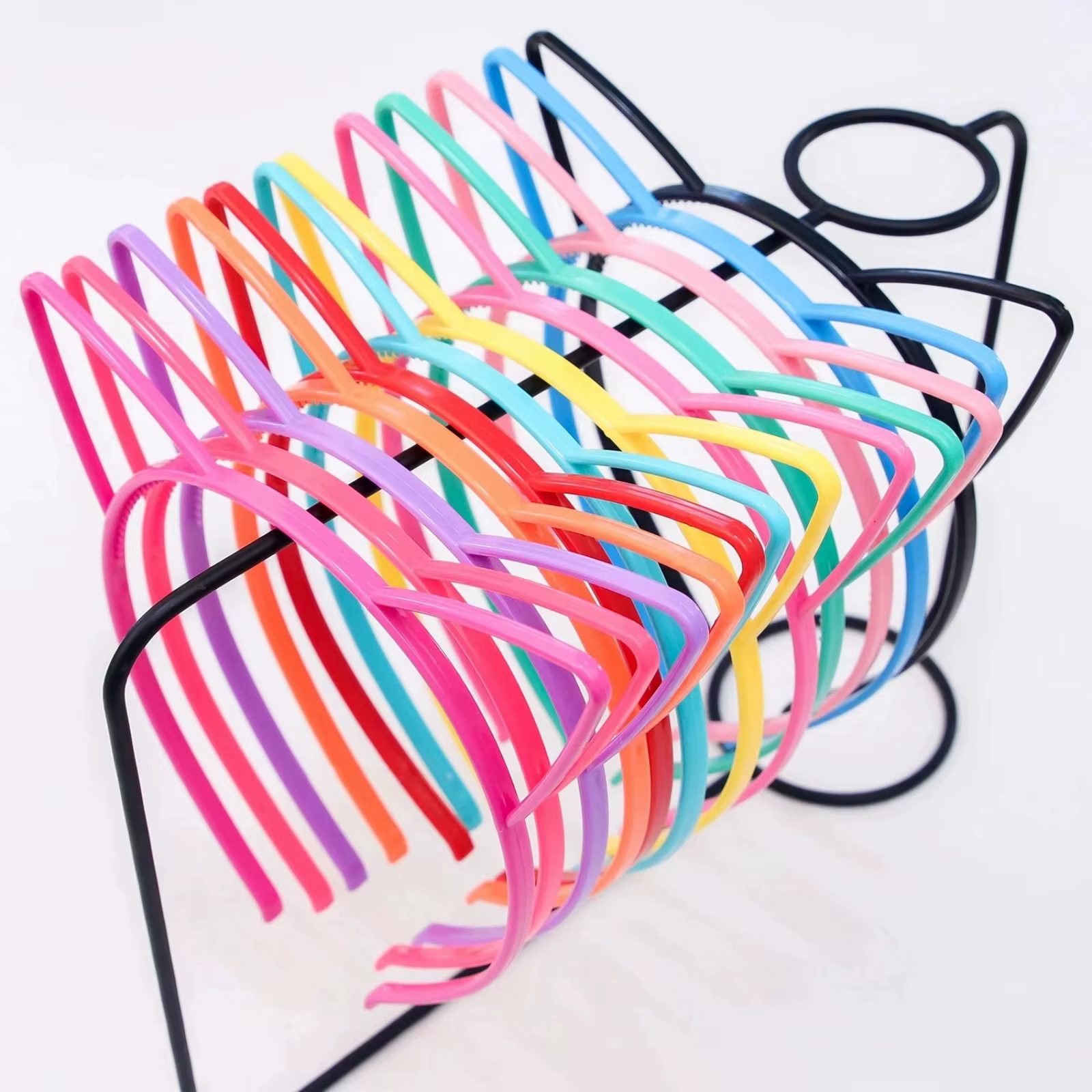 12 pièces en plastique, oreilles de chat, bandeau pour enfants, mignon, chaton, extérieur, bandeau,