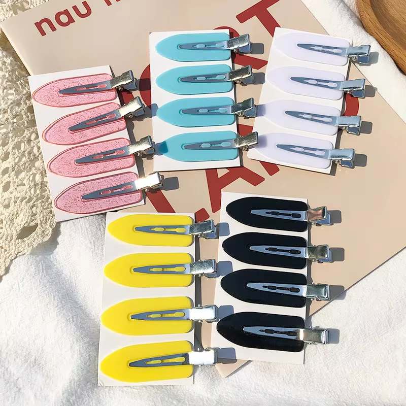 Pinces à cheveux sans couture, 4 pièces/ensemble, Barrette à frange latérale, maquillage, lavage du