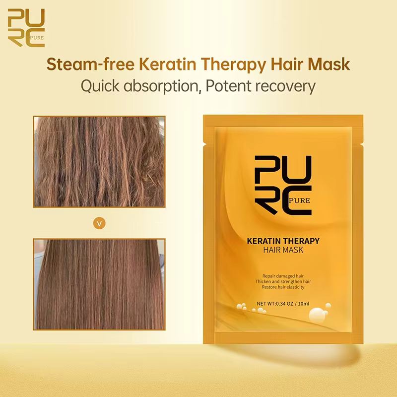 Masque capillaire à l'huile d'argan PURC, réparation des cheveux abîmés, masques anti-frisottis, soi
