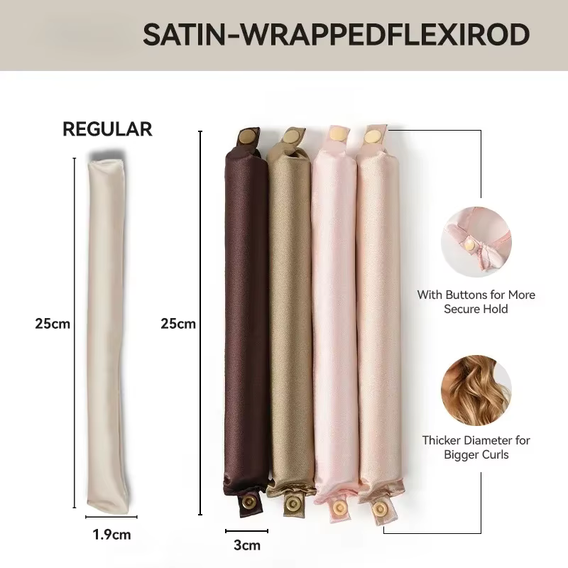 Tige à friser sans chaleur, bandeau en Satin, bigoudis sans chaleur, boucles paresseuses, bigoudis d