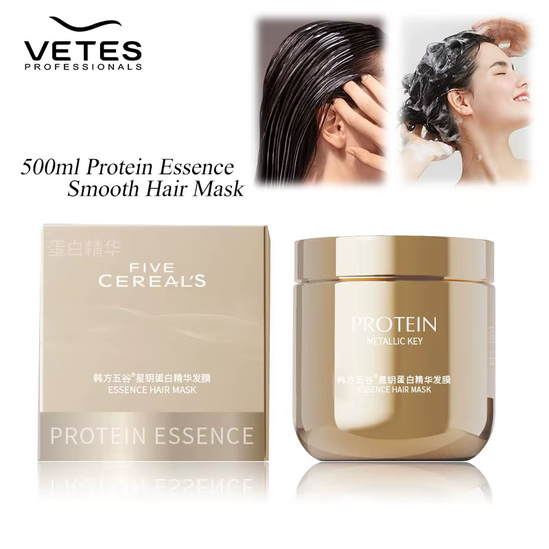 Masque Capillaire 500ml Double Kératine Cheveux Secs et Abîmés Brillance Anti-frisottis Nourrissant 
