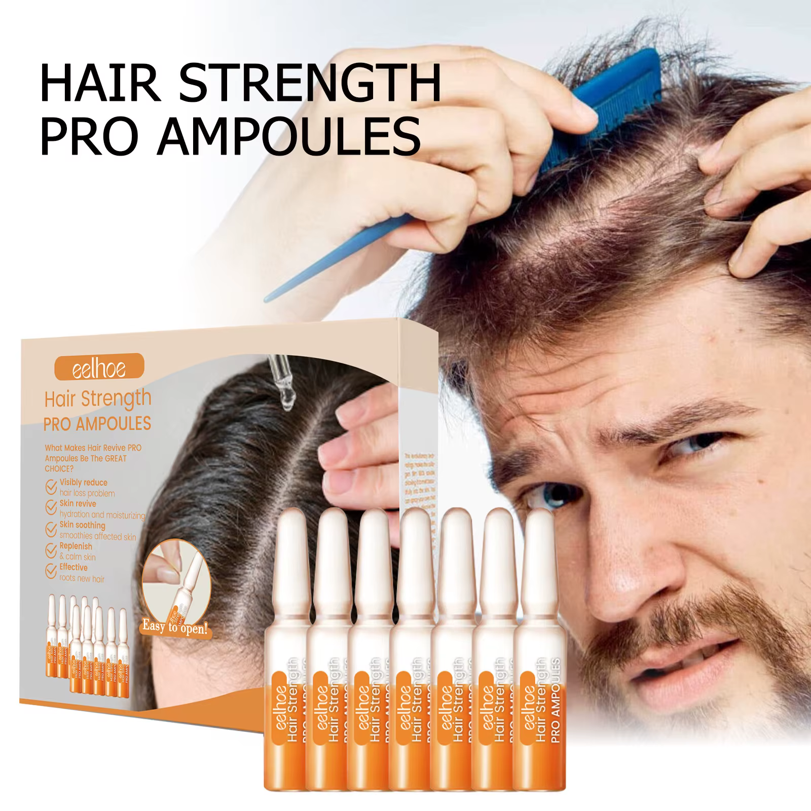 Ampoule capillaire réparatrice puissante pour renforcer les racines des cheveux, soin capillaire, li