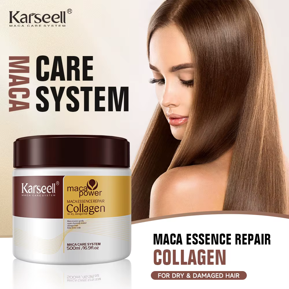 Karseell 500ml traitement capillaire au collagène réparation profonde conditionnement huile d'argan 
