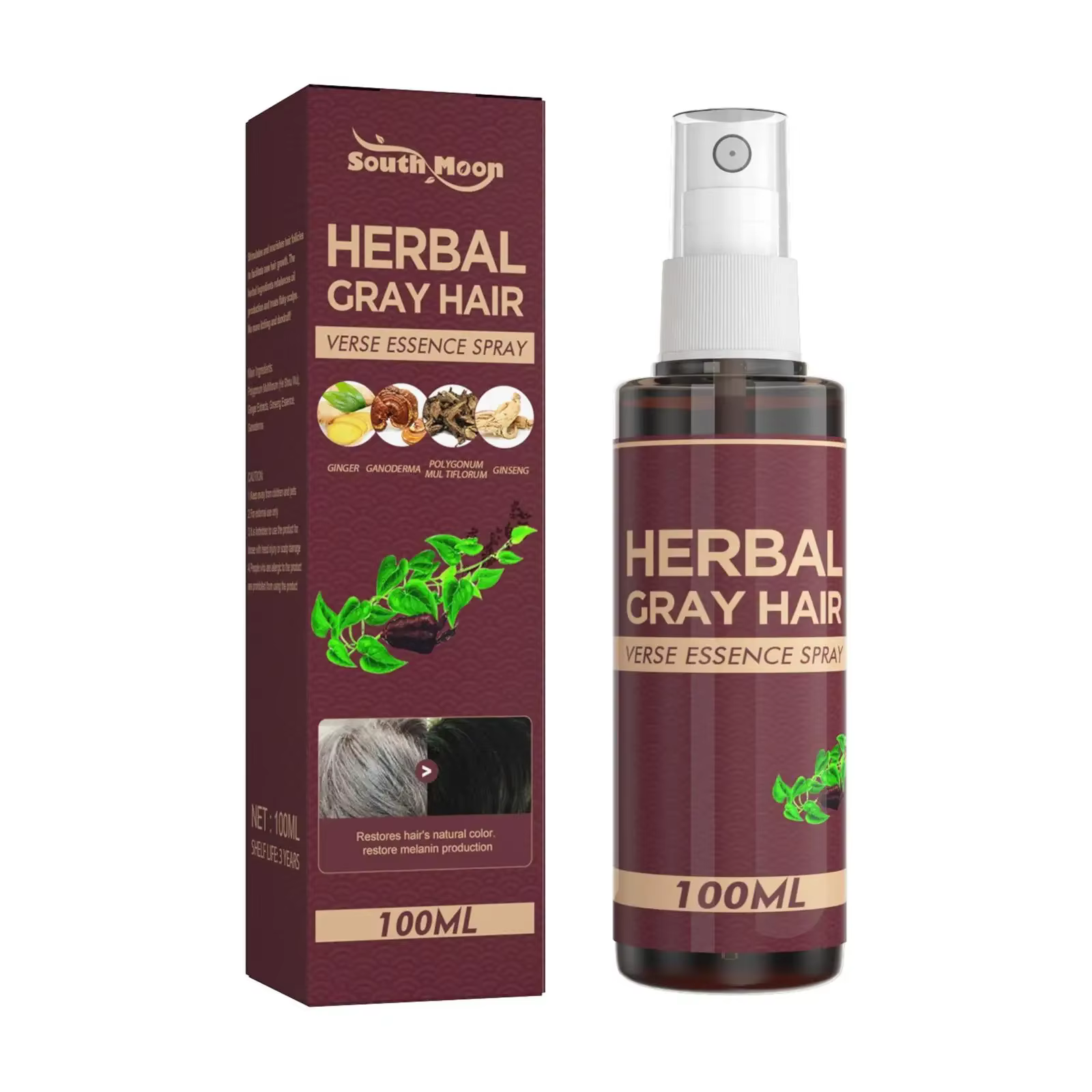 Sérum de traitement des cheveux, couleur blanche à noire, Essence capillaire pour hommes et femmes, 