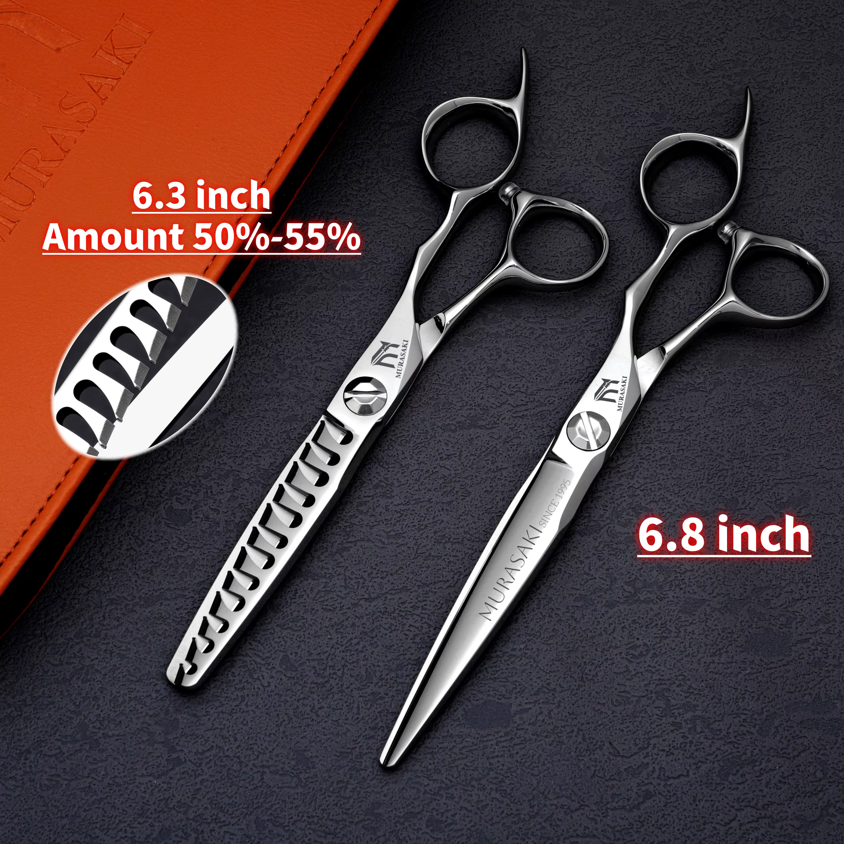 MURASAKI Ensemble de ciseaux de barbier CNC de qualité supérieure, accessoires de barbier en acier j
