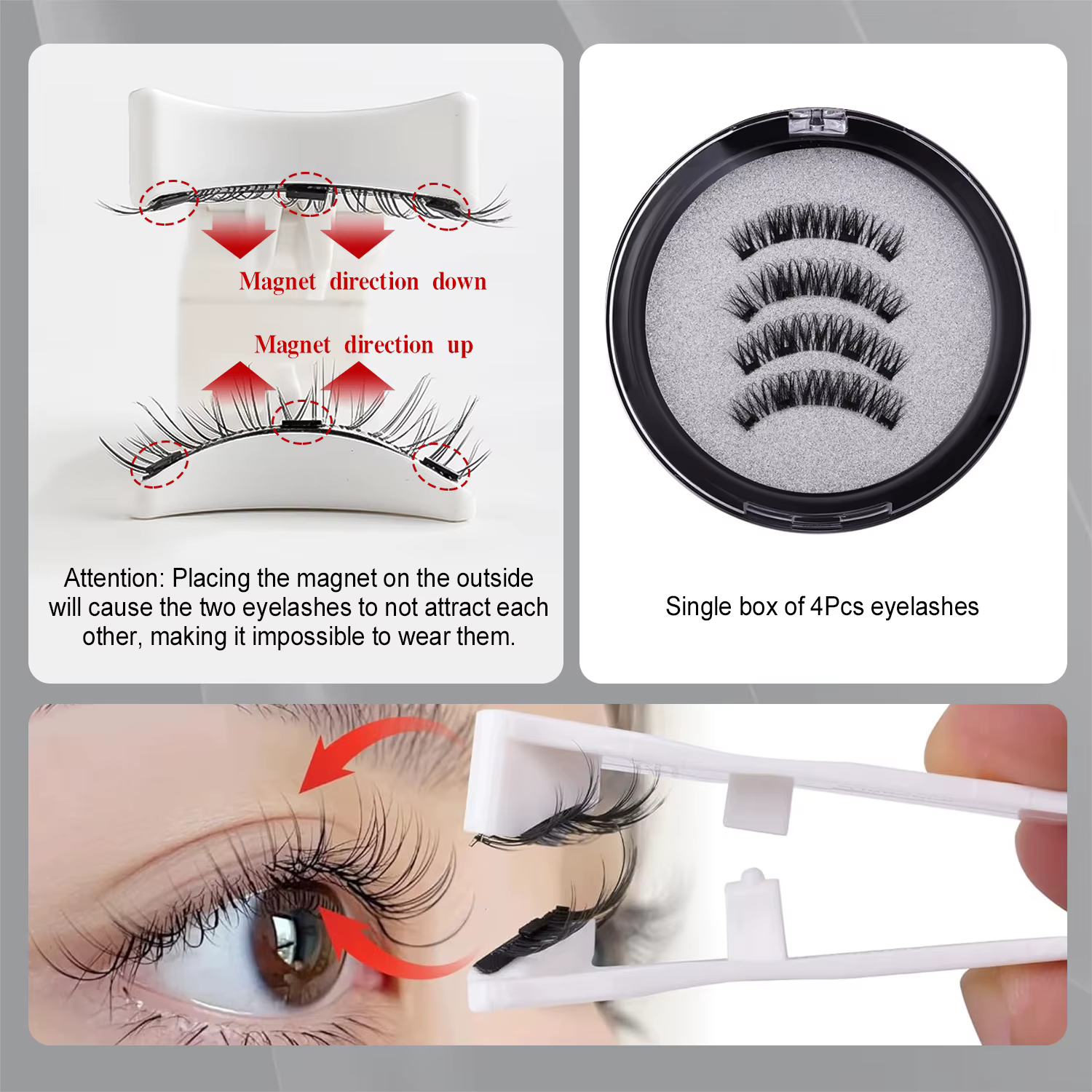 Cils magnétiques RED SIREN avec applicateur Kit de cils magnétiques naturels réutilisables aucune co