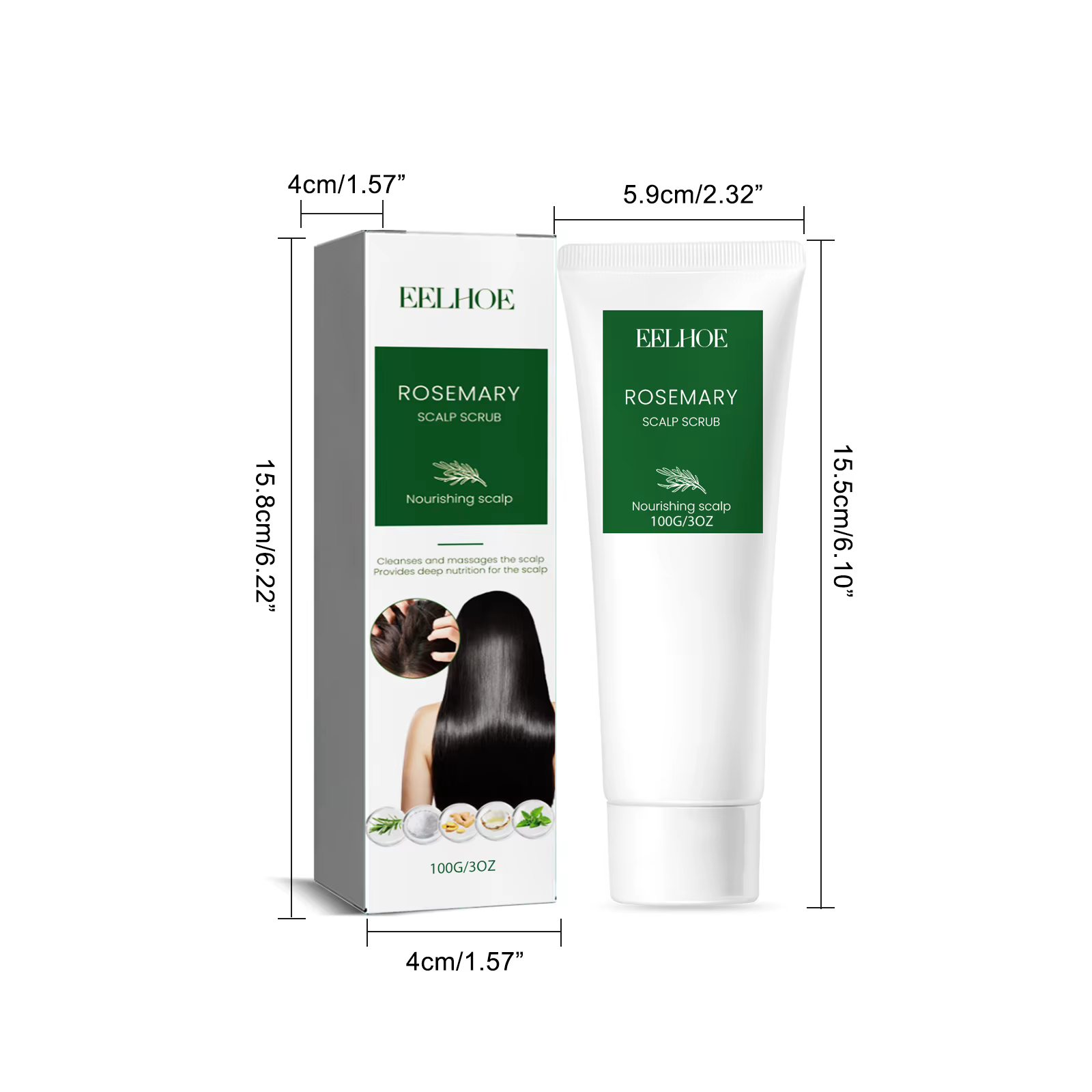 Shampoing exfoliant au romarin/gingembre pour le cuir chevelu, avec peigne masseur, nettoyage en pro